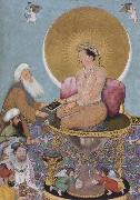 Hindu painter The Mughal emperor jahanir honors a holy dervish,over and above the rulers of the lower world oil painting on canvas